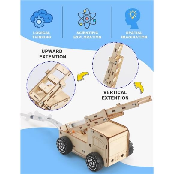 5 Set STEM Projects for Kids Ages 8-12, Model Car Kits, Wooden 3D Puzzles - Picture 3 of 6